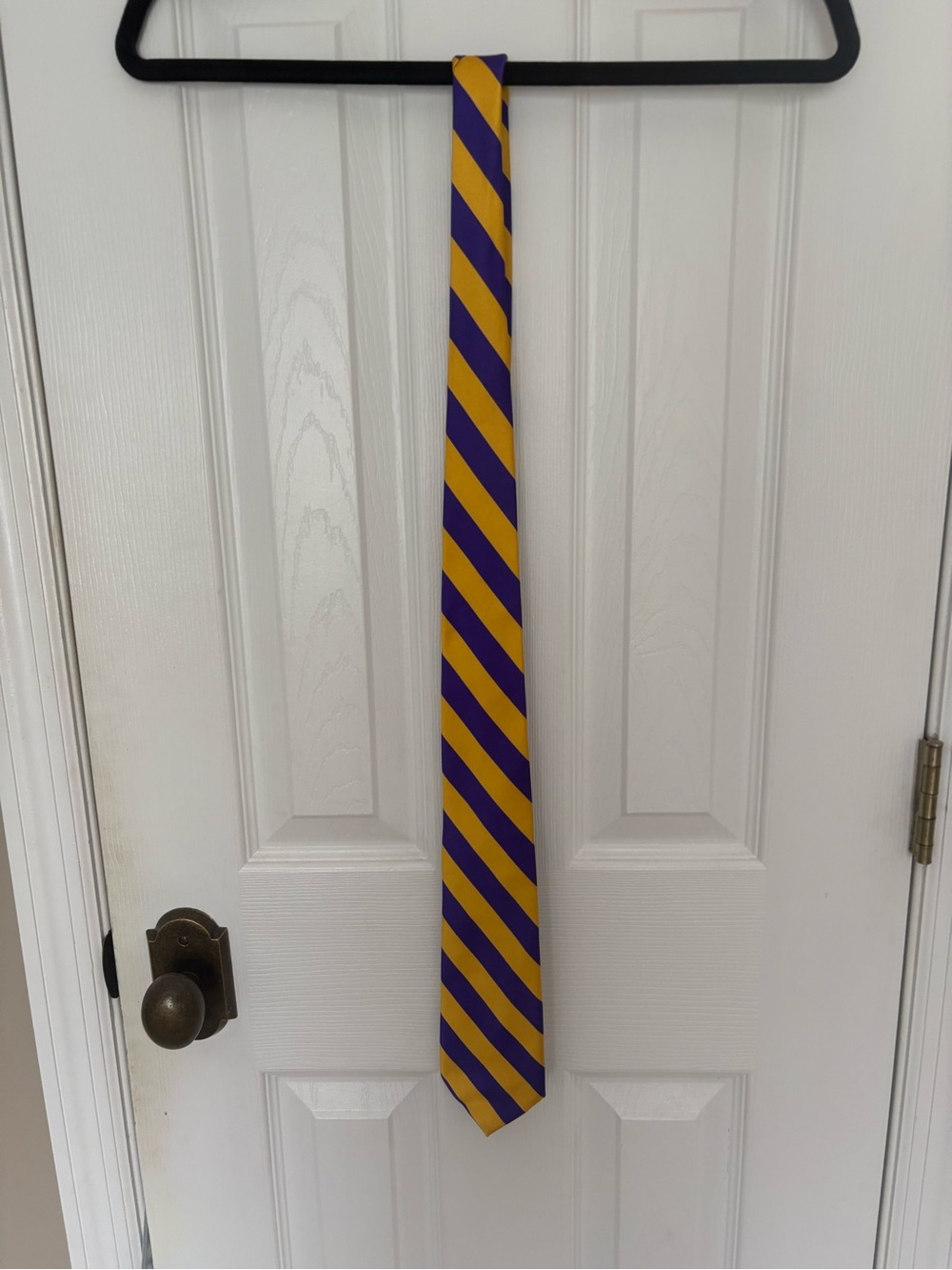 Purple and Gold Diagonal Stripe Tie. LSU